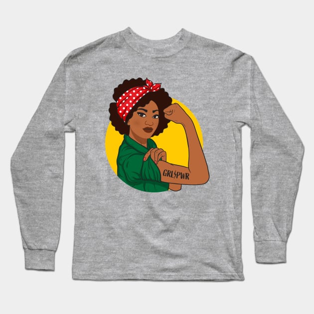 Grl Pwr Shirt Black Girl Magic Melanin Juneteenth Girl Power Long Sleeve T-Shirt by Happy Lime